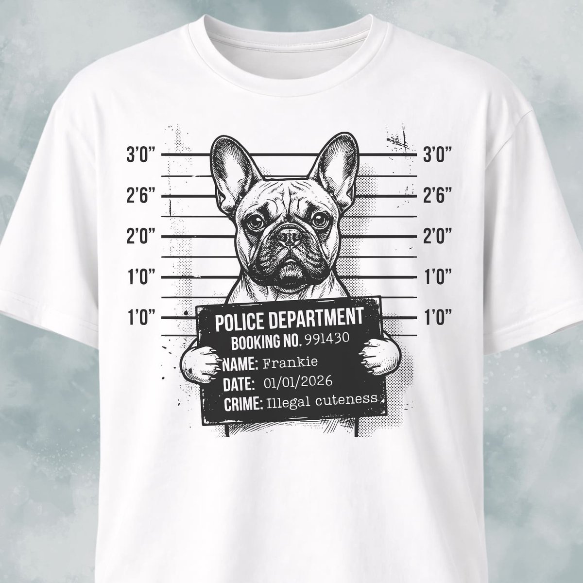 Personalized French Bulldog Mugshot T Shirt Gift For Dog Lover