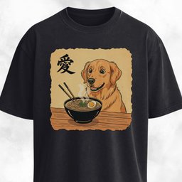 Japanese Goldie Eating Ramen T Shirt Gift For Dog Lover