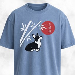 Japanese Art Corgi T Shirt Gift For Dog Lover