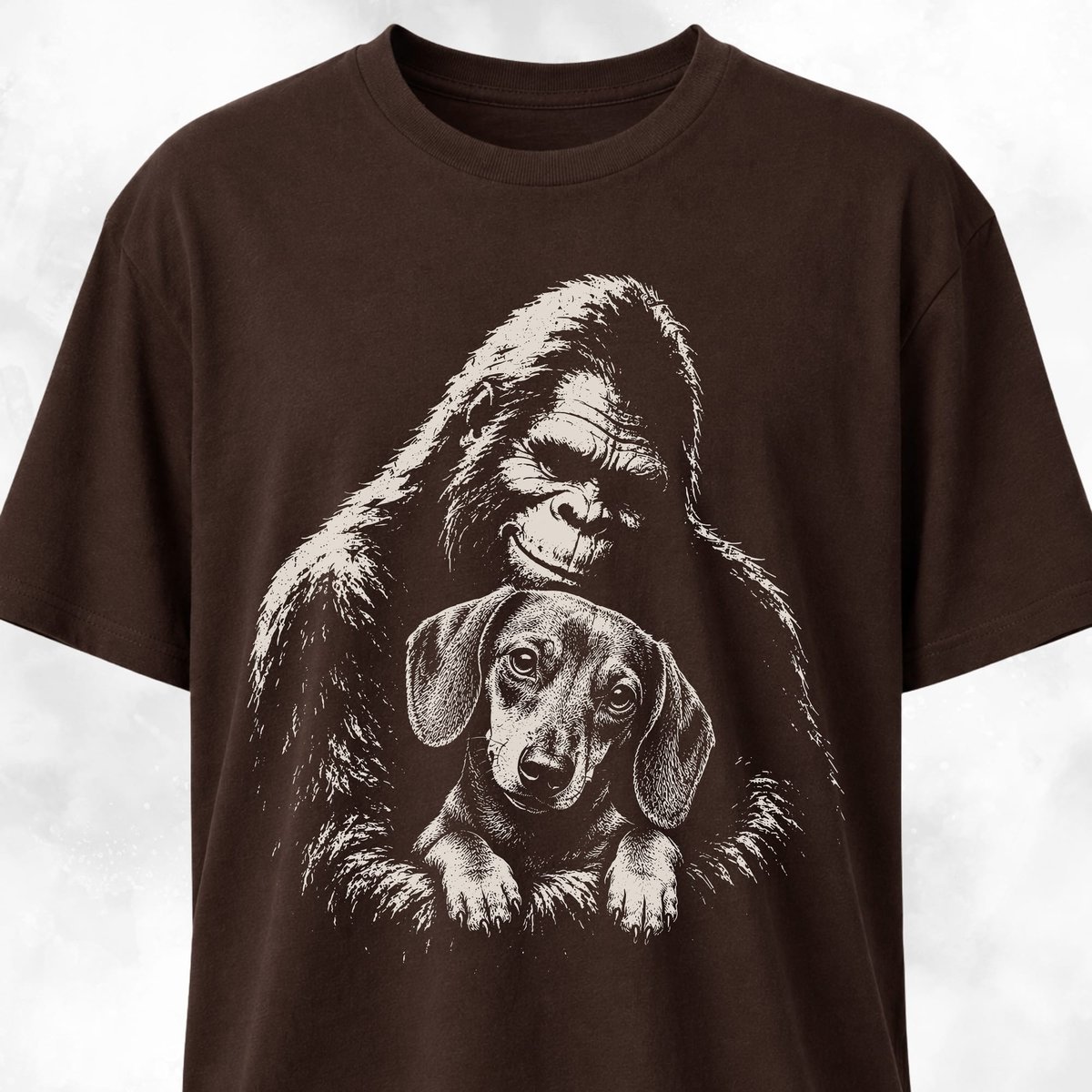 Sasquatch Hugging Doxie T Shirt Gift For Dog Lover