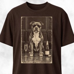 Pitbull With Champagne T Shirt Gift For Dog Lover