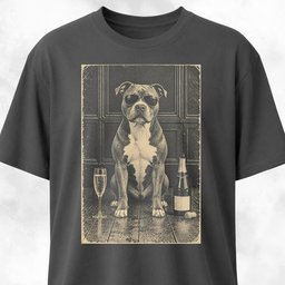 Pitbull With Champagne T Shirt Gift For Dog Lover