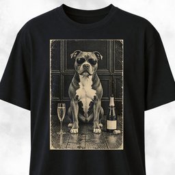 Pitbull With Champagne T Shirt Gift For Dog Lover