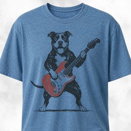 Pitbull Playing The Guitar T Shirt Gift For Dog Lover