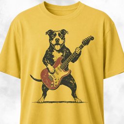 Pitbull Playing The Guitar T Shirt Gift For Dog Lover