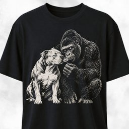 Pitbull With Gorilla Smelling A Daisy T Shirt Gift For Dog Lover