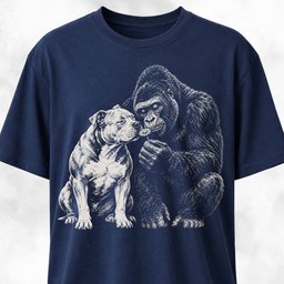 Pitbull With Gorilla Smelling A Daisy T Shirt Gift For Dog Lover