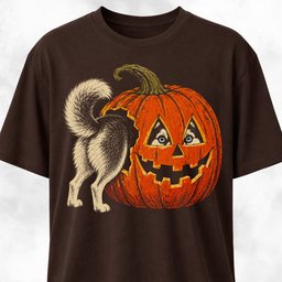 Husky In A Pumpkin T Shirt Gift For Dog Lover
