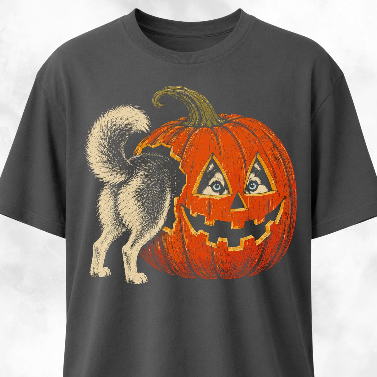Husky In A Pumpkin T Shirt Gift For Dog Lover