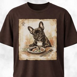 Japanese Frenchie Eating Sushi T-Shirt