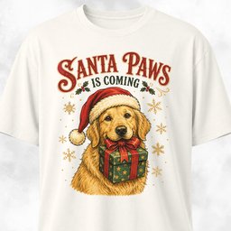 Santa Paws Is Coming Goldie T Shirt Gift For Dog Lover