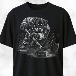 Rottweiler Playing Hockey T Shirt Gift For Dog Lover