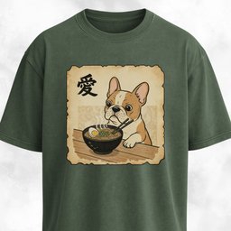 Japanese Tan French Bulldog Eating Ramen T Shirt Gift For Dog Lover