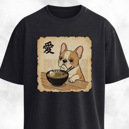 Japanese Tan French Bulldog Eating Ramen T Shirt Gift For Dog Lover