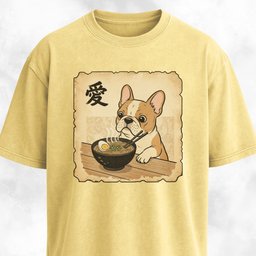 Japanese Tan French Bulldog Eating Ramen T Shirt Gift For Dog Lover