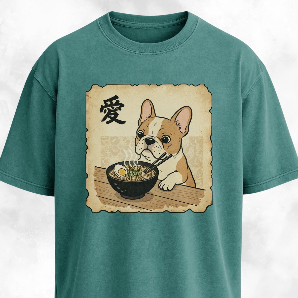 Japanese Tan French Bulldog Eating Ramen T Shirt Gift For Dog Lover