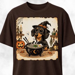 Halloween Dachshund Eating Ramen T Shirt Gift For Dog Lover