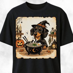 Halloween Dachshund Eating Ramen T Shirt Gift For Dog Lover