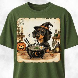 Halloween Dachshund Eating Ramen T Shirt Gift For Dog Lover