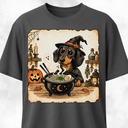 Halloween Dachshund Eating Ramen T Shirt Gift For Dog Lover