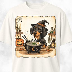 Halloween Dachshund Eating Ramen T Shirt Gift For Dog Lover
