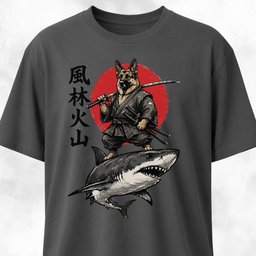 Samurai German Shepherd Riding A Shark T Shirt Gift For Dog Lover