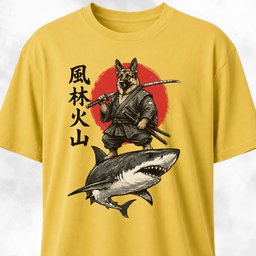 Samurai German Shepherd Riding A Shark T Shirt Gift For Dog Lover