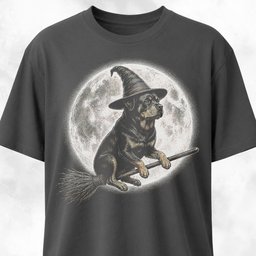Rottie On A Broom T Shirt Gift For Dog Lover