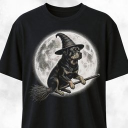 Rottie On A Broom T Shirt Gift For Dog Lover