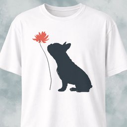 Red Flower French Bulldog T Shirt Gift For Dog Lover