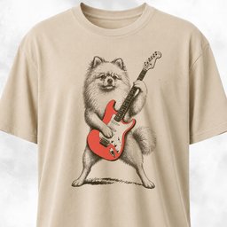 Pomeranian Playing Guitar T Shirt Gift For Dog Lover