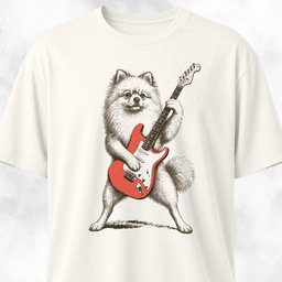 Pomeranian Playing Guitar T Shirt Gift For Dog Lover