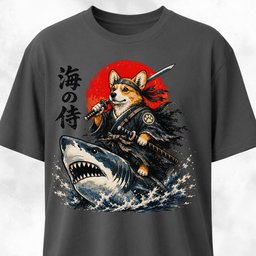 Samurai Corgi Riding A Shark T Shirt Gift For Dog Lover