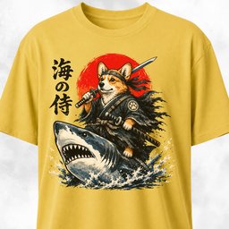 Samurai Corgi Riding A Shark T Shirt Gift For Dog Lover