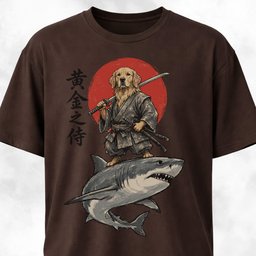 Samurai Golden Retriever Riding A Shark T Shirt Gift For Dog Lover