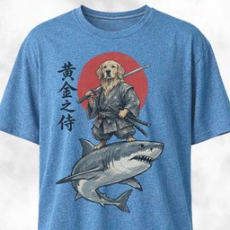 Samurai Golden Retriever Riding A Shark T Shirt Gift For Dog Lover
