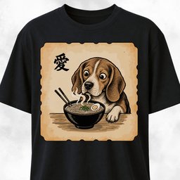 Japanese Beagle Eating Ramen T Shirt Gift For Dog Lover