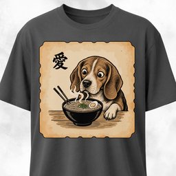 Japanese Beagle Eating Ramen T Shirt Gift For Dog Lover