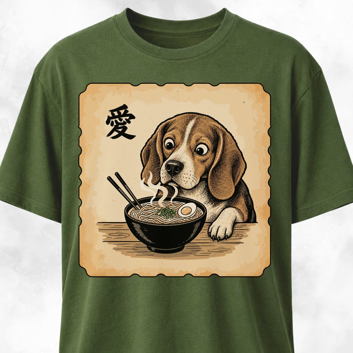 Japanese Beagle Eating Ramen T Shirt Gift For Dog Lover