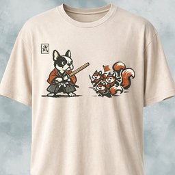 Samurai Frenchie Fighting Squirrels T Shirt Gift For Dog Lover