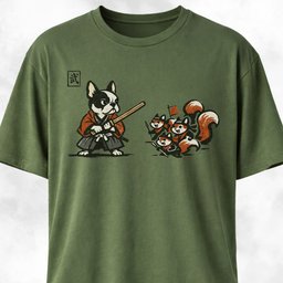 Samurai Frenchie Fighting Squirrels T Shirt Gift For Dog Lover