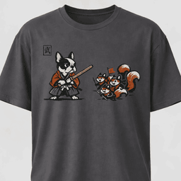 Samurai Frenchie Fighting Squirrels T Shirt Gift For Dog Lover