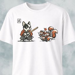 Samurai Frenchie Fighting Squirrels T Shirt Gift For Dog Lover