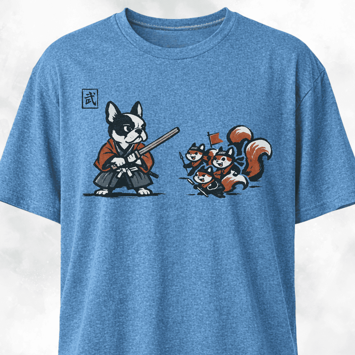 Samurai Frenchie Fighting Squirrels T Shirt Gift For Dog Lover