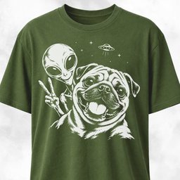 Pug Alien Selfie T Shirt Gift For Dog Lover