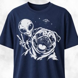 Pug Alien Selfie T Shirt Gift For Dog Lover