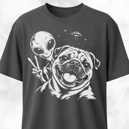 Pug Alien Selfie T Shirt Gift For Dog Lover