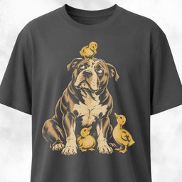 Pittie With Ducklings T Shirt Gift For Dog Lover