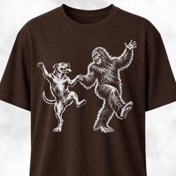 Pittie Dancing With Sasquatch T Shirt Gift For Dog Lover