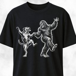 Pittie Dancing With Sasquatch T Shirt Gift For Dog Lover